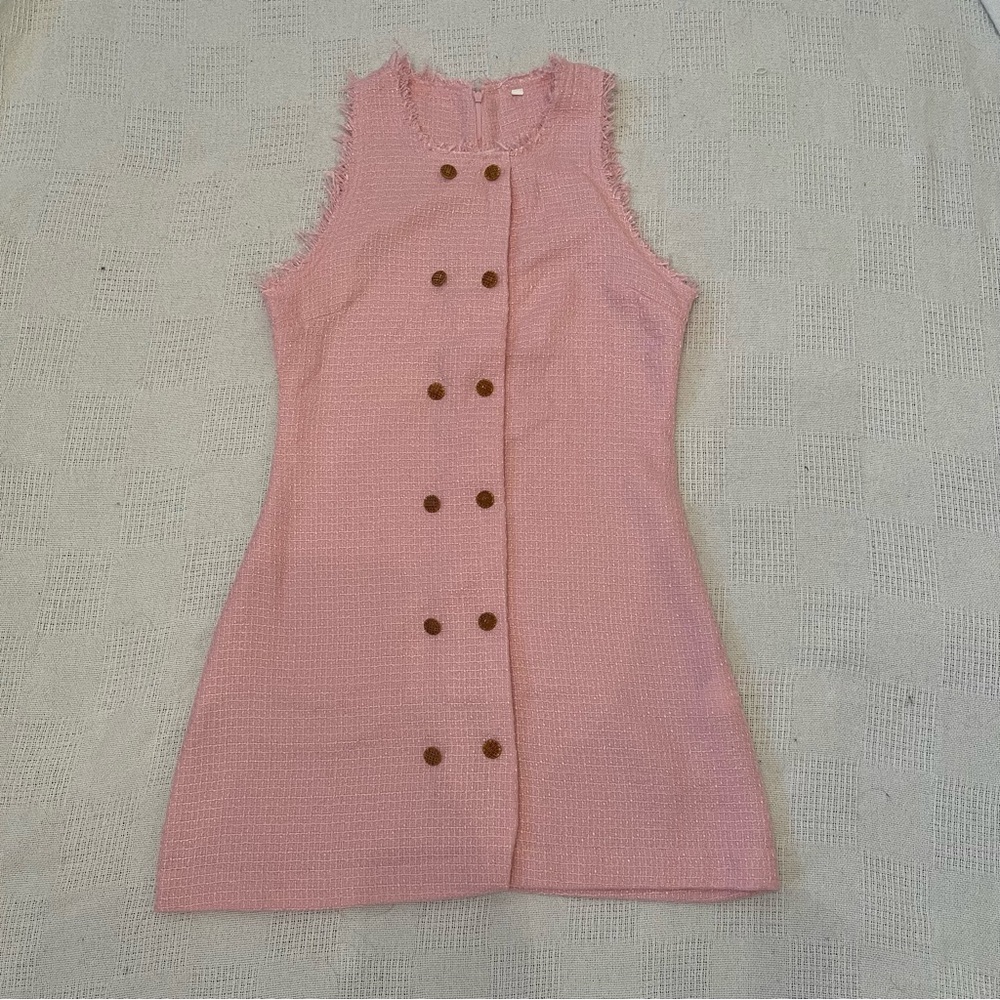 Pink tweed mini dress